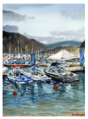 The Waterfront - Beeblago Art Watercolour Print