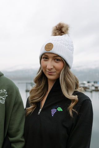 White 'Love for Kelowna' Toque with Pompom