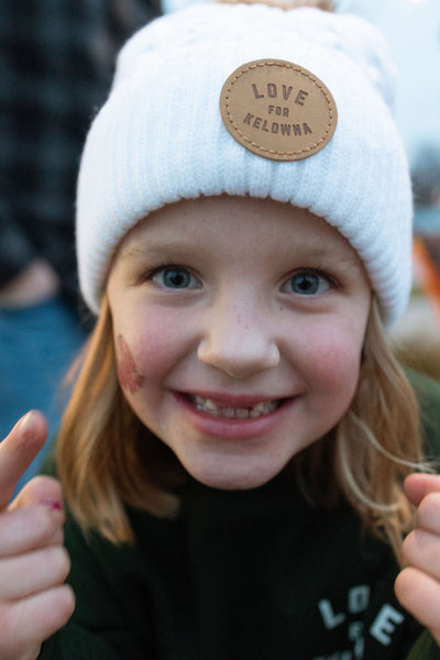 White 'Love for Kelowna' Toque with Pompom