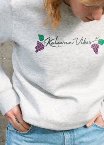 Oatmeal Heather 'Kelowna Vibes' Crewneck featuring Grapes