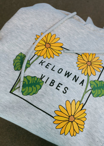 Heather Oatmeal 'Kelowna Vibes' Hoodie featuring Arrowleaf Design