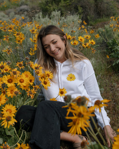 White 'Kelowna Vibes' Cropped Hoodie featuring Arrowleaf Design