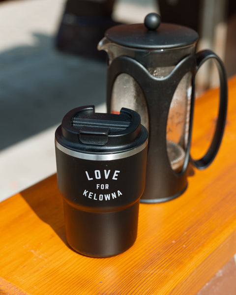 Black 'Love for Kelowna' 12oz Insulated Travel Mug