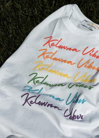 White 'Kelowna Vibes' Pride Cropped Tank
