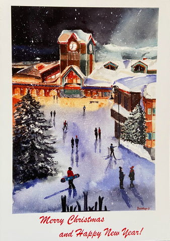 Merry Christmas at Big White - Beeblago Art Watercolour Art Card