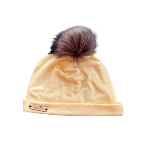 Yellow Baby Cotton Pom-Pom Hat