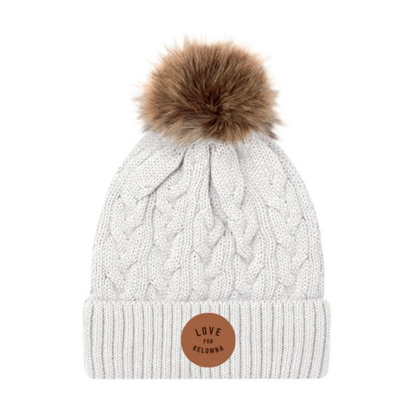 White 'Love for Kelowna' Toque with Pompom