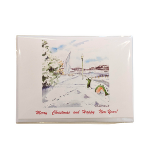 Christmas Ogopogo Art Card - Beeblago Art Watercolour Print