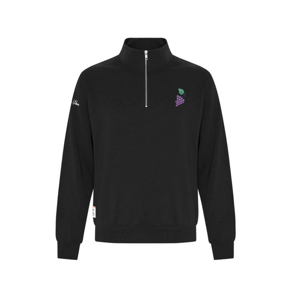 Black Quarter Zip 'Kelowna Vibes' with Grapes