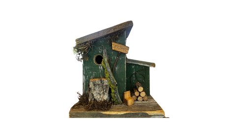 Green 'Welcome' Wooden Birdhouse