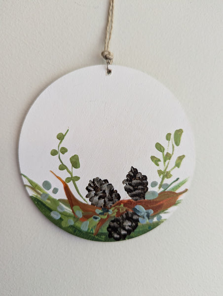 'Pale Teal with Silver Pinecones' Ornament