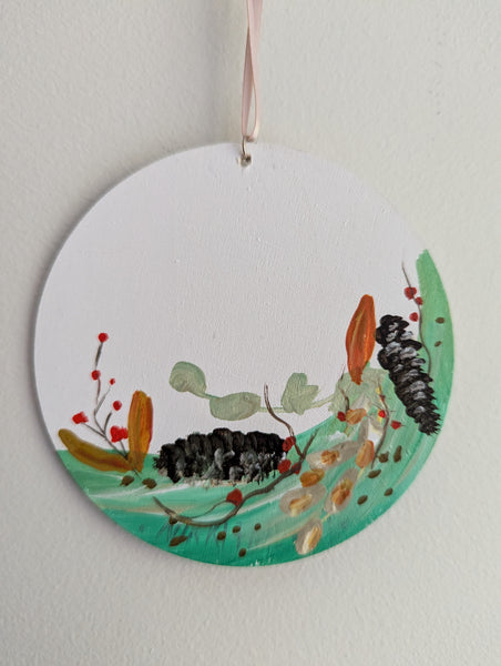 'Soft Sky with Gold & Pinecones' Ornament