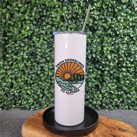 Shorelines to Alpines Skinny Tumbler