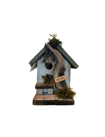 Grey 'Welcome' Birdhouse