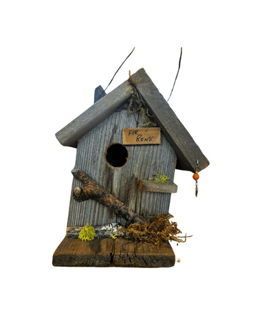 Natural 'For Rent' Wooden Birdhouse