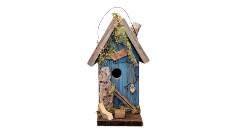 Blue 'Welcome' Wooden Birdhouse