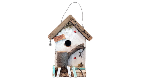 White 'Comes with AC' Wooden Birdhouse