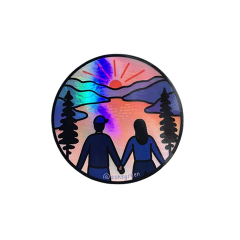 Sunset Couple Holographic Sticker