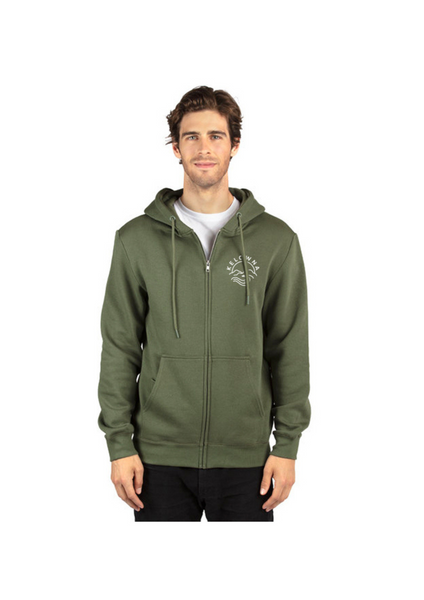 Army Green 'Kelowna Mountain Wave' Zip Up Hoodie