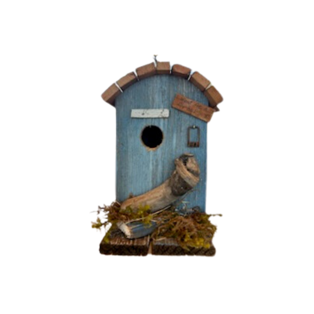 Blue 'Back in 5' Wooden Birdhouse