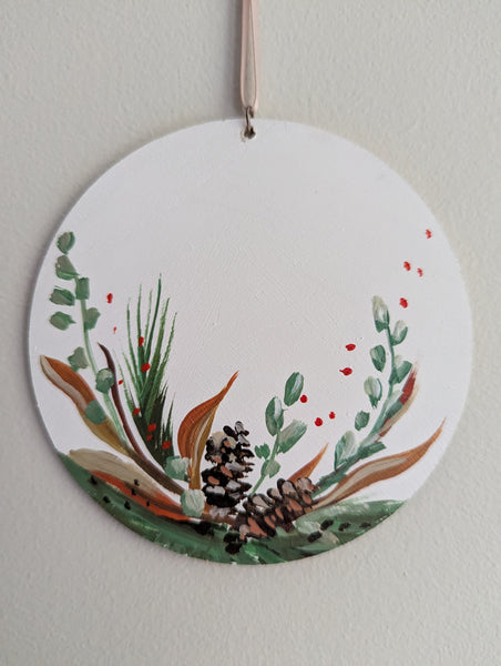 'Soft Sky with Silver & Pinecones' Ornament