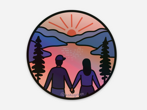 Sunset Couple Holographic Sticker