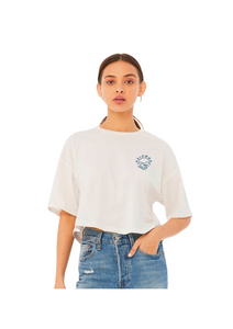 Vintage White 'Kelowna Mountain Wave' Cropped T-Shirt