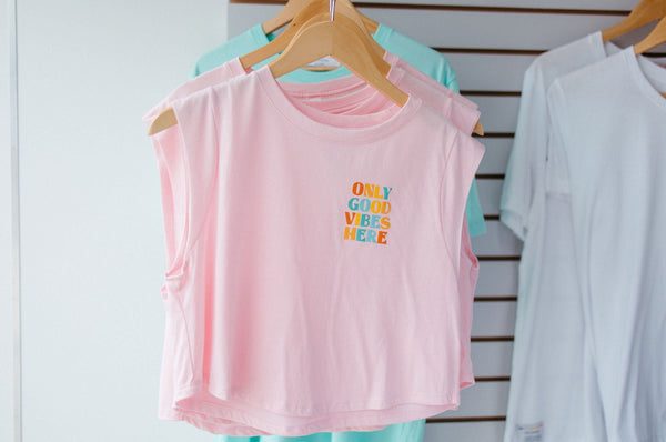 Blush Pink 'Only Good Vibes Here' Festival Crop