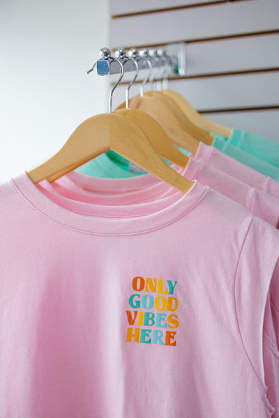 Blush Pink 'Only Good Vibes Here' Festival Crop