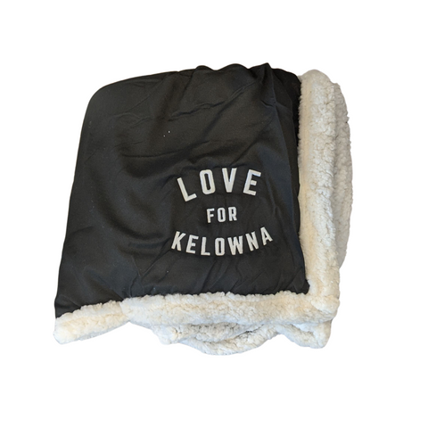 Black 'Love For Kelowna' Sherpa Blanket