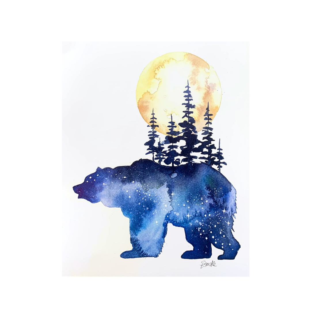 Bear and Moon Print by Sarah Lewke