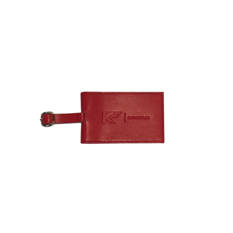 KF Aerospace Red Leather Luggage Tag