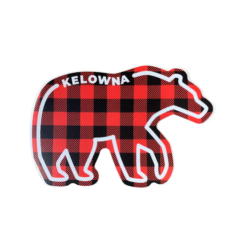 'Kelowna' Plaid Bear Vinyl Sticker