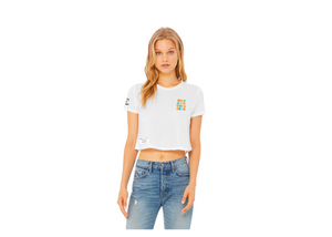 White 'Only Good Vibes Here'  Flowy Cropped T-Shirt