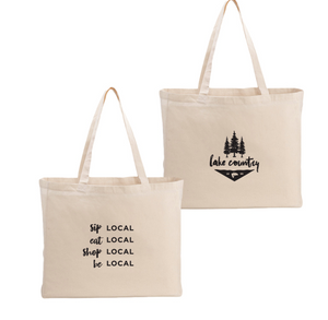 Lake Country 'Sip, Eat, Shop, Be Local' Canvas Tote Bag