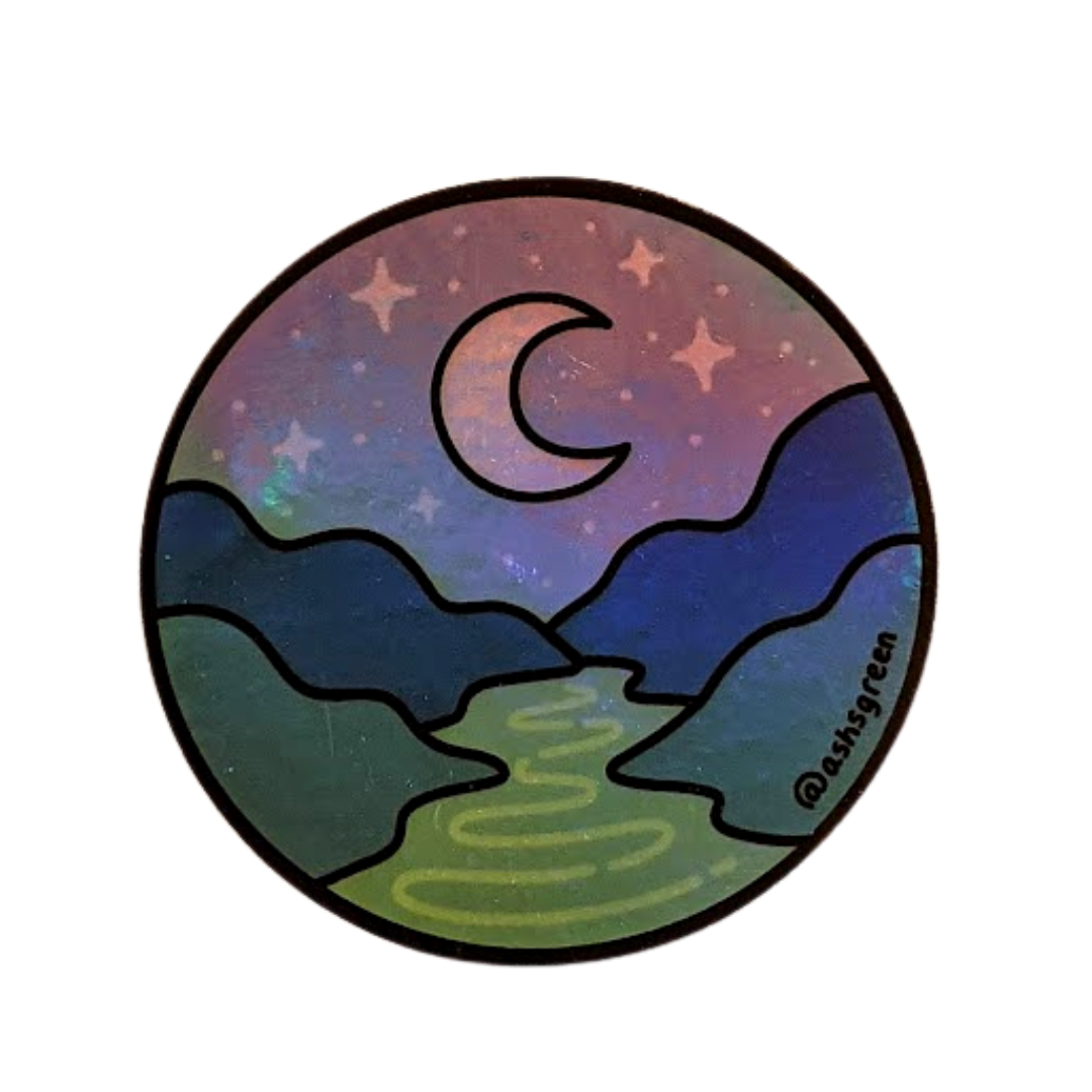 Okanagan Moonrise Holographic Sticker