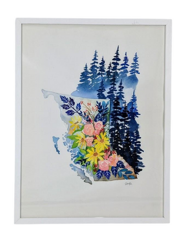 BC Filled with Flowers 12"x16" Original Watercolour by Sarah Lewke