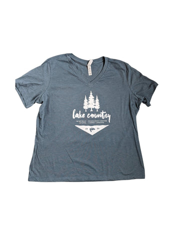 Slate Blue V Neck 'Lake Country' T-shirt