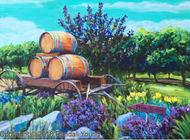 Wine Tasting 10"x8" - Randall Young Canvas Reproduction